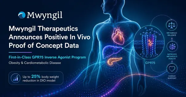 Mwyngil Therapeutics Announces Positive in vivo Proof of Concept Data for First-in-Class GPR75 Inverse Agonist in Obesity and Cardiometabolic Disease.